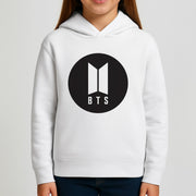 BTS logo Black - K Pop Kids Hoodie 3
