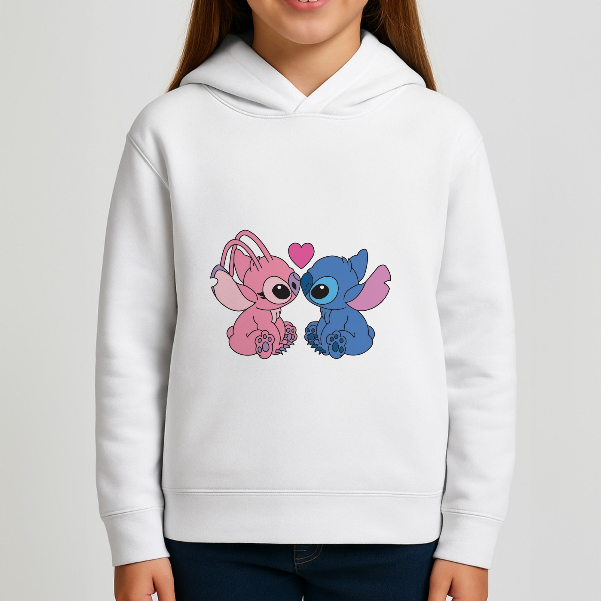 Angel And Blue Alien - Pink Alien Girls Hoodie