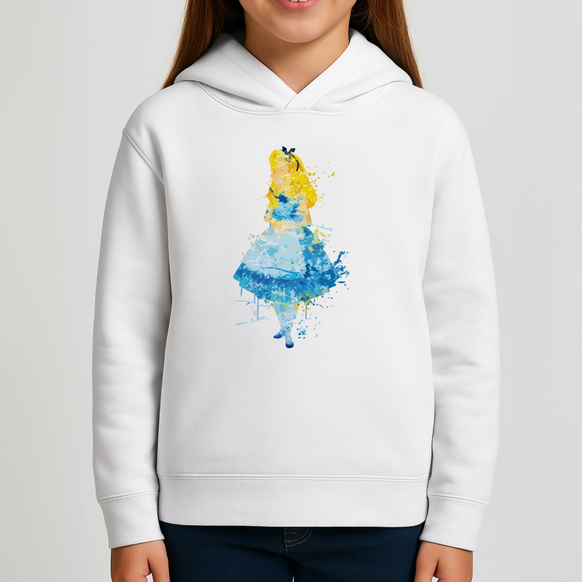 Watercolour Alice in Wonderland Fairytale Kids Hoodie