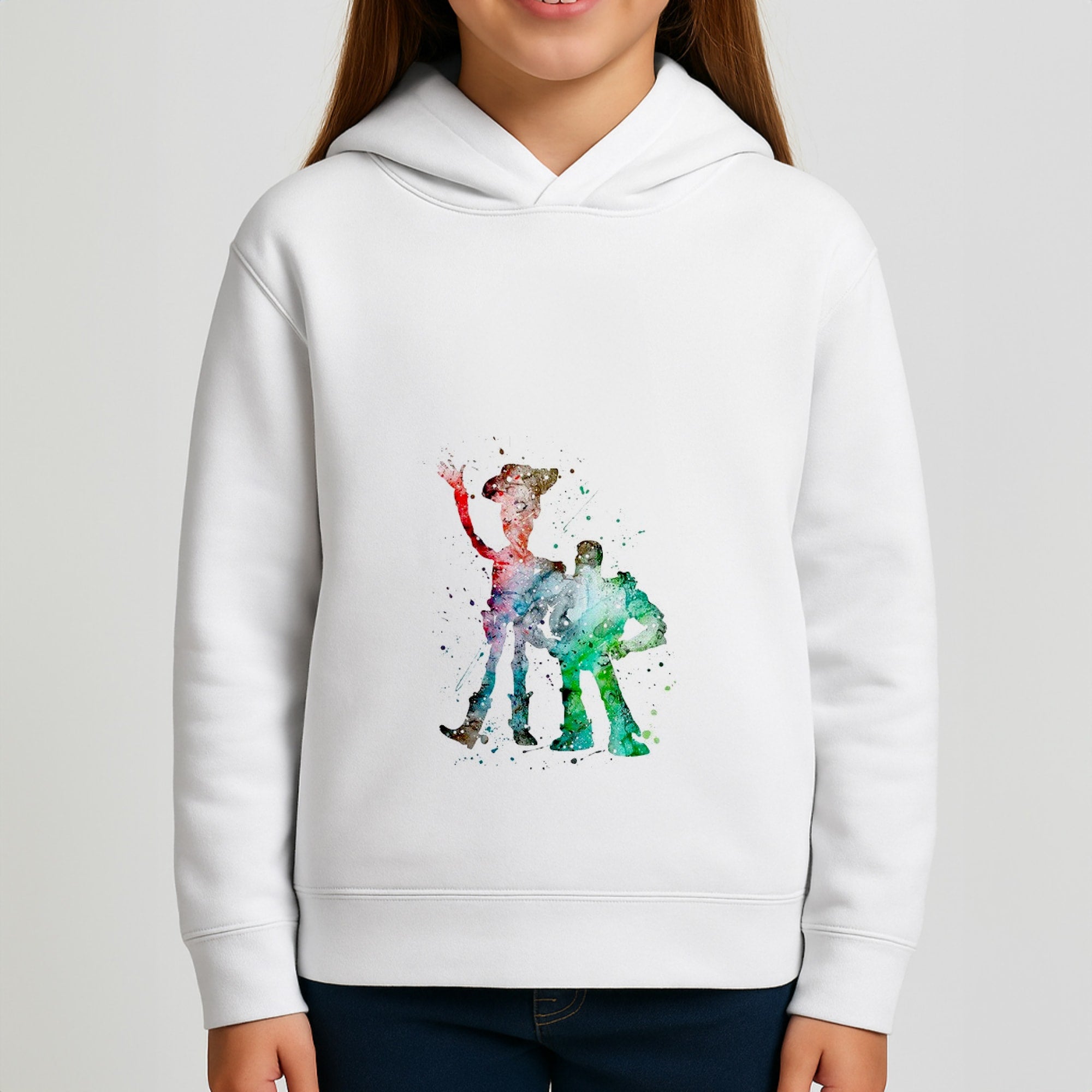 Watercolour Woody & Buzz A Story of Toys Fairytale Girls Hoodie
