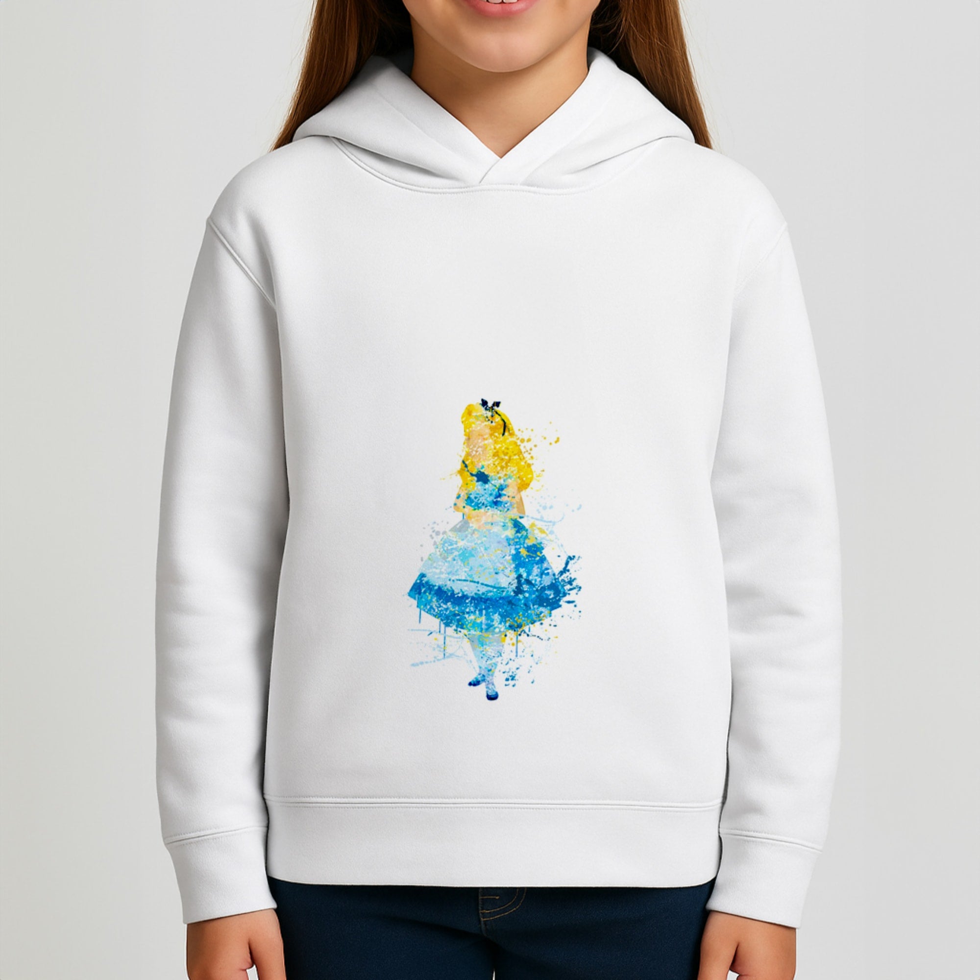 Watercolour Alice in Wonderland Fairytale Girls Hoodie