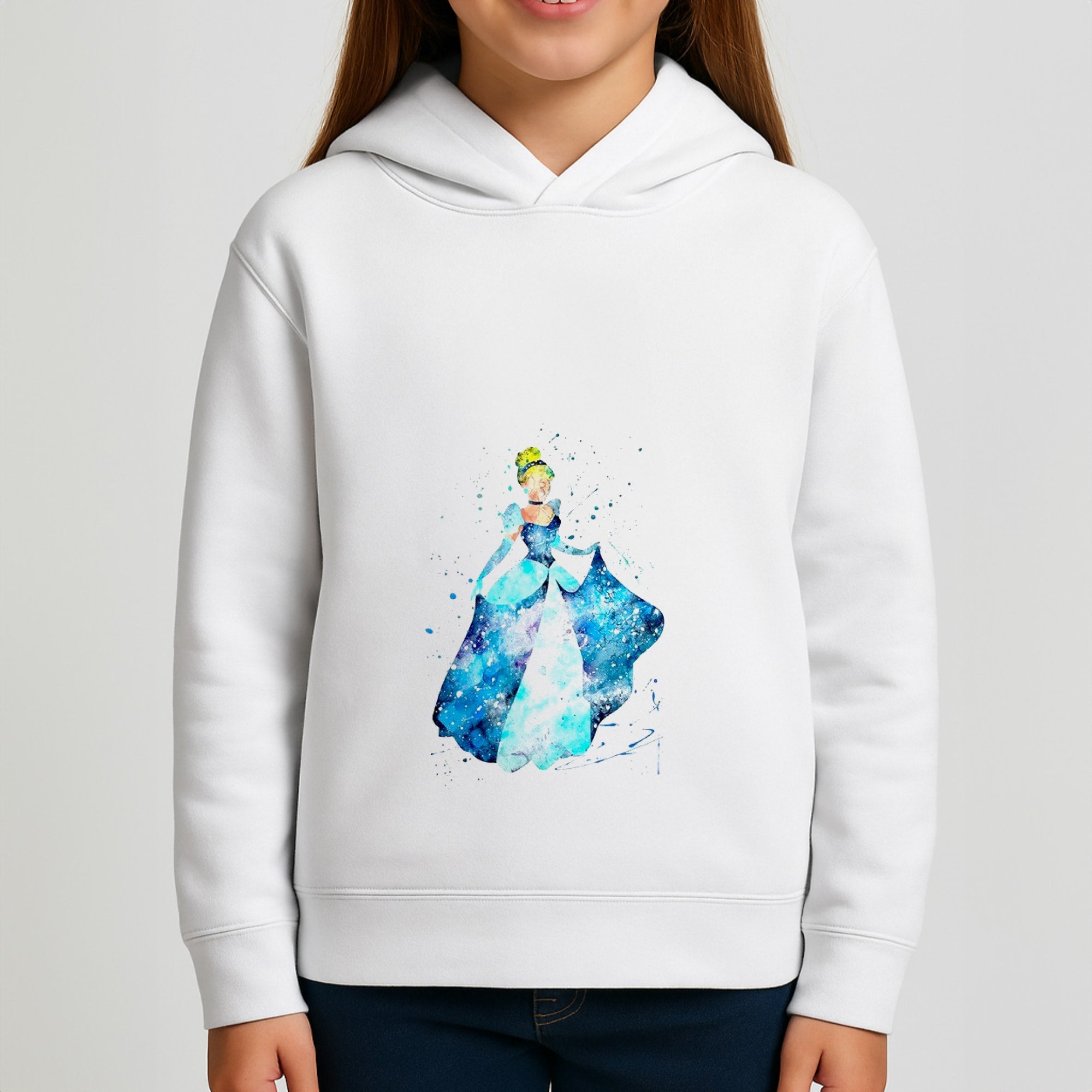 Watercolour Cinderella Fairytale Girls Hoodie