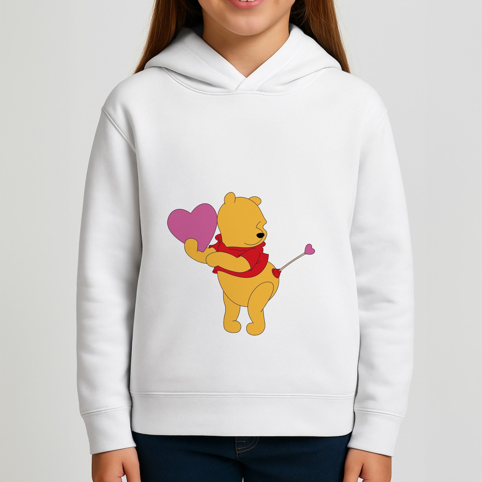 Cupid Pooh Valentine's Girls Hoodie