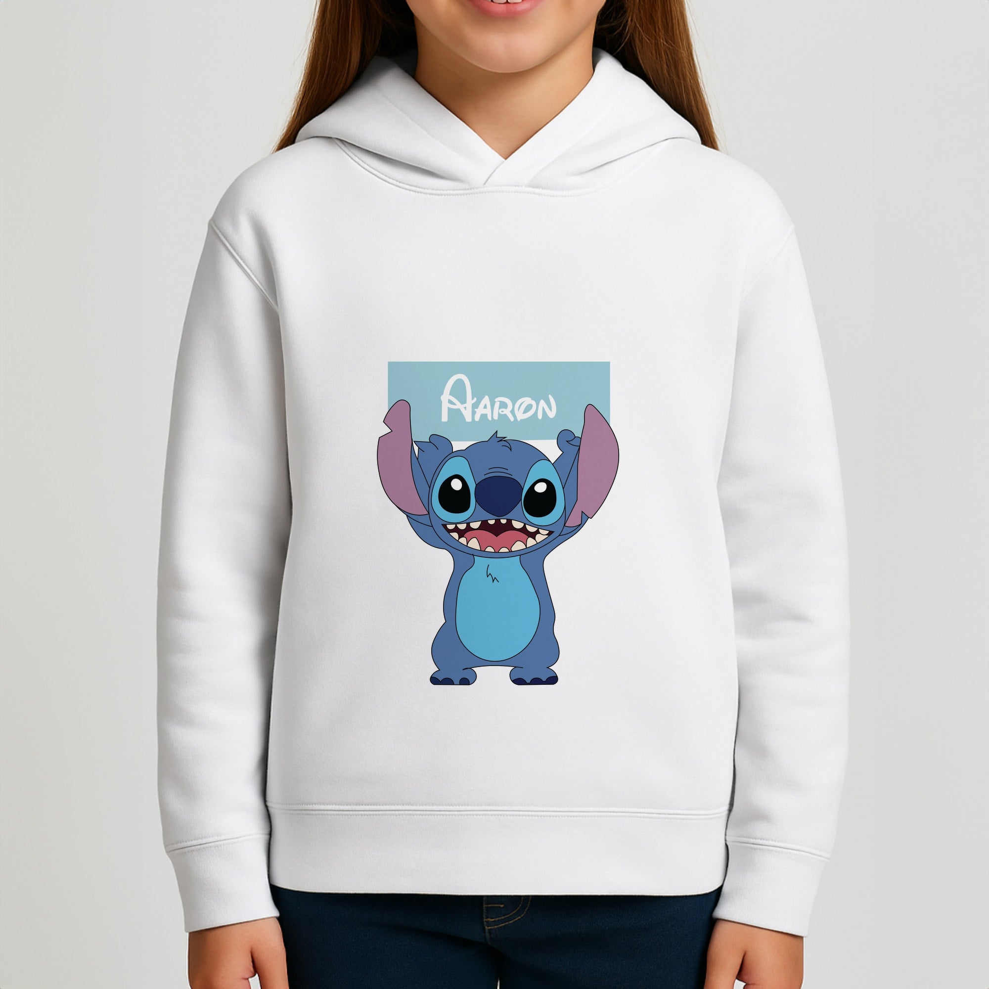 Standing Blue Alien - Personalised Disney Girls Hoodie