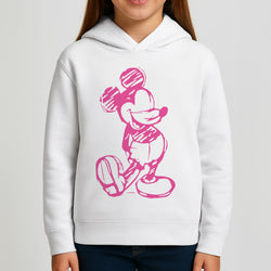 Sketched Mouse Outline Pink Girls Hoodie