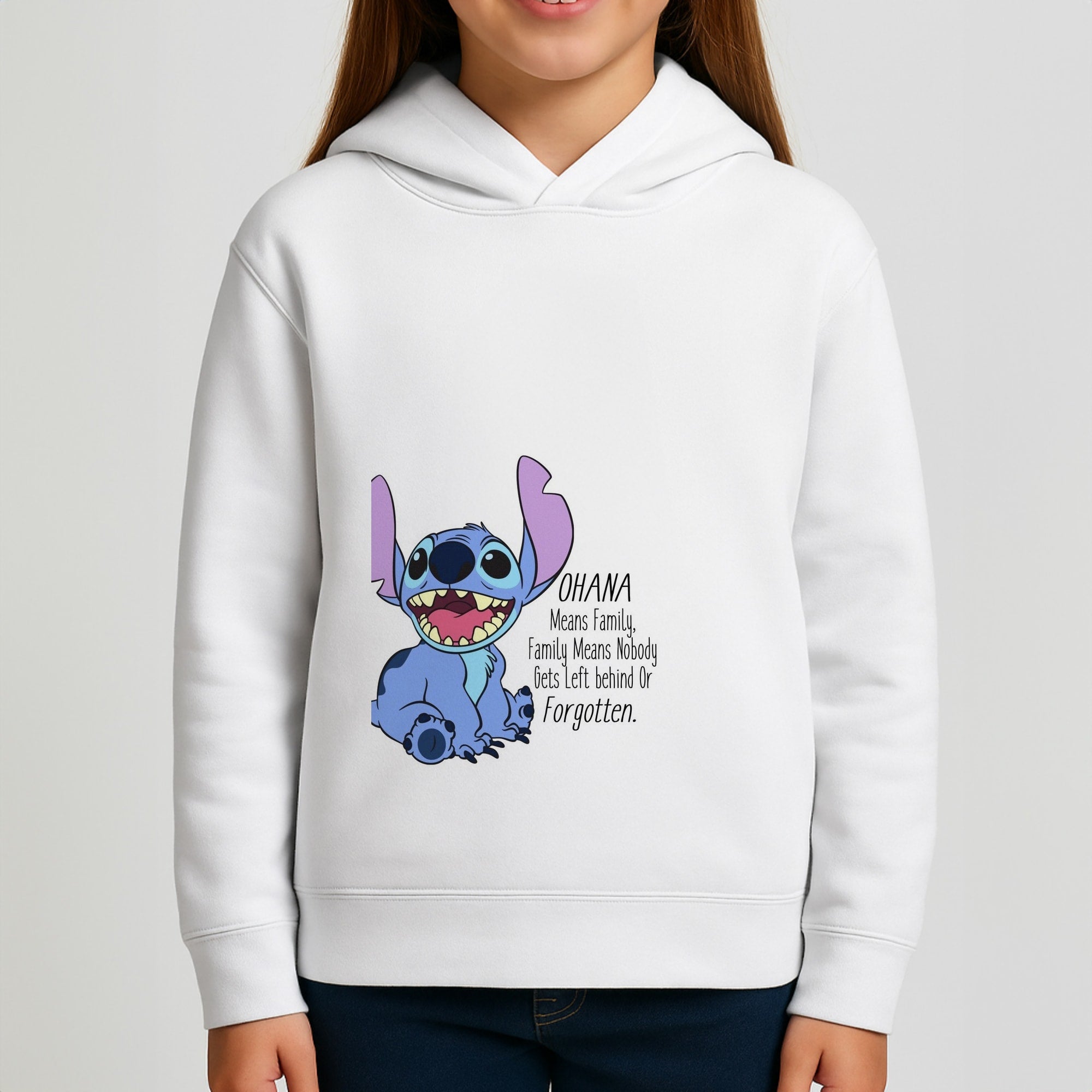 Ohana Means Family - Blue Alien Girls Hoodie