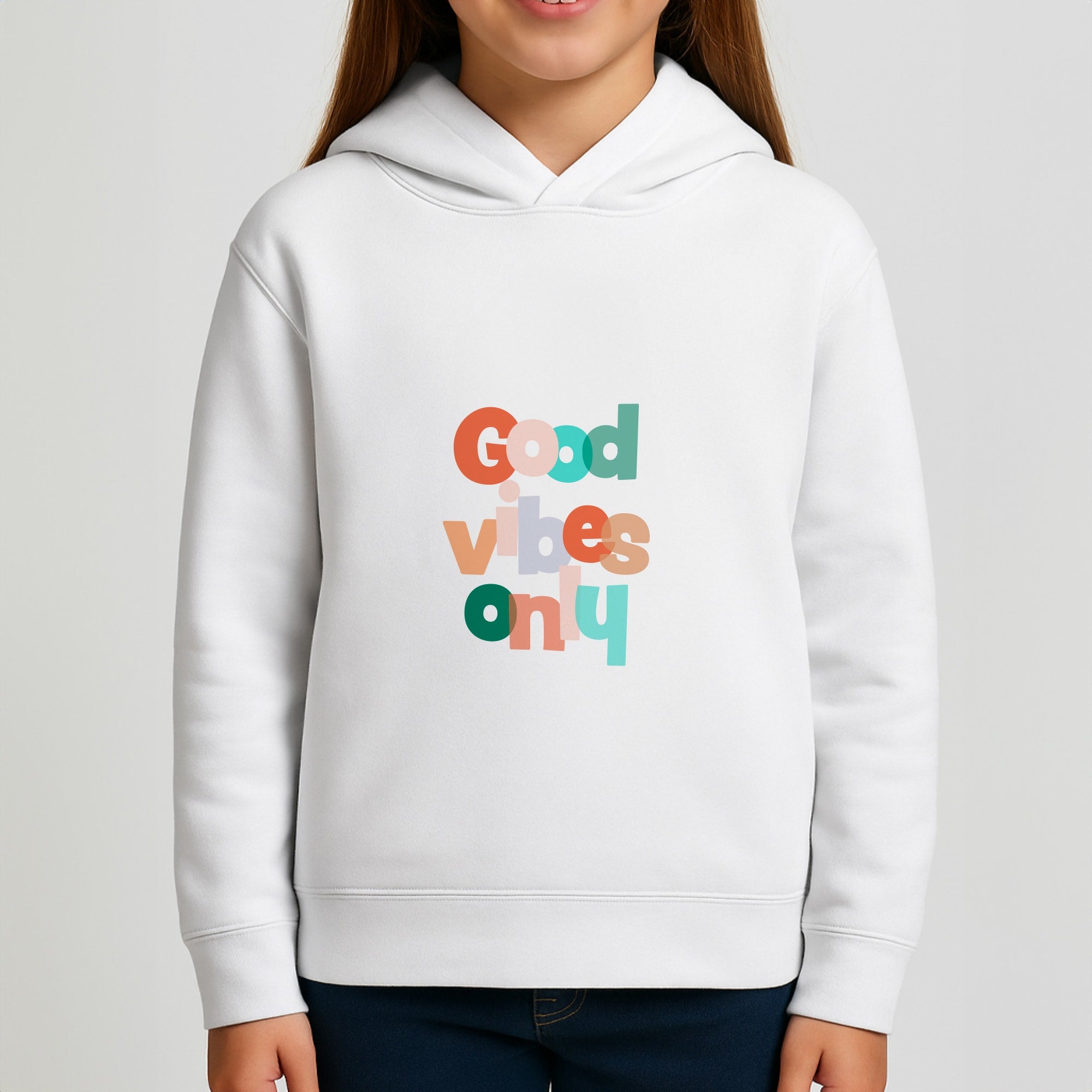 Colourful Good Vibes Only Girls Hoodie