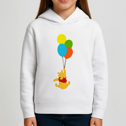 Pooh On Balloons Girls Hoodie