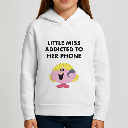 Little Miss Addicted To Her Phone - Aesthetic Quote Girls Hoodie