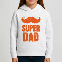 Moustache Super Dad Orange Girls Hoodie