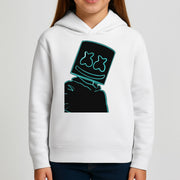 Black White Helmet DJ Neon Kids Hoodie 3