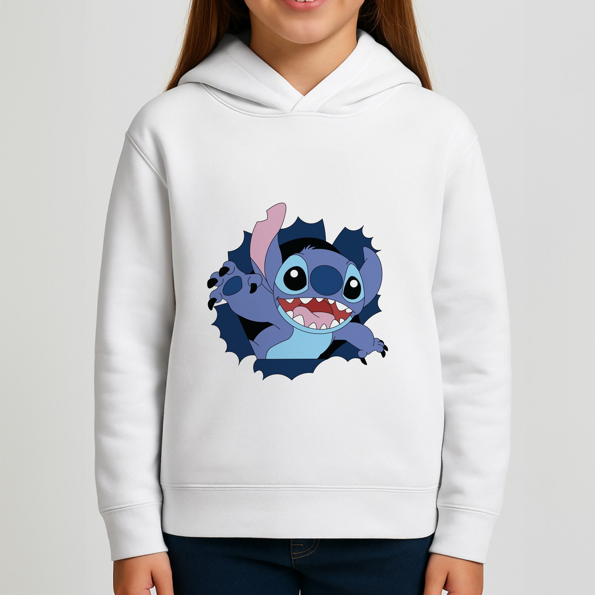 Torn Blue Alien Girls Hoodie