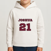 Burgundy - Personalised Football Kids Hoodie 4