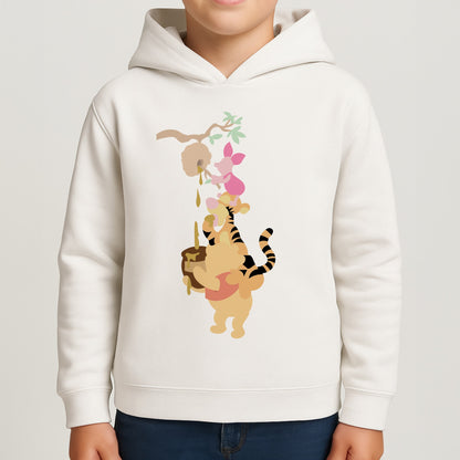 Bouncing Tiger , Piglet , Yellow Bear Boys Hoodie