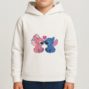 Angel And Blue Alien - Pink Alien Kids Hoodie 4