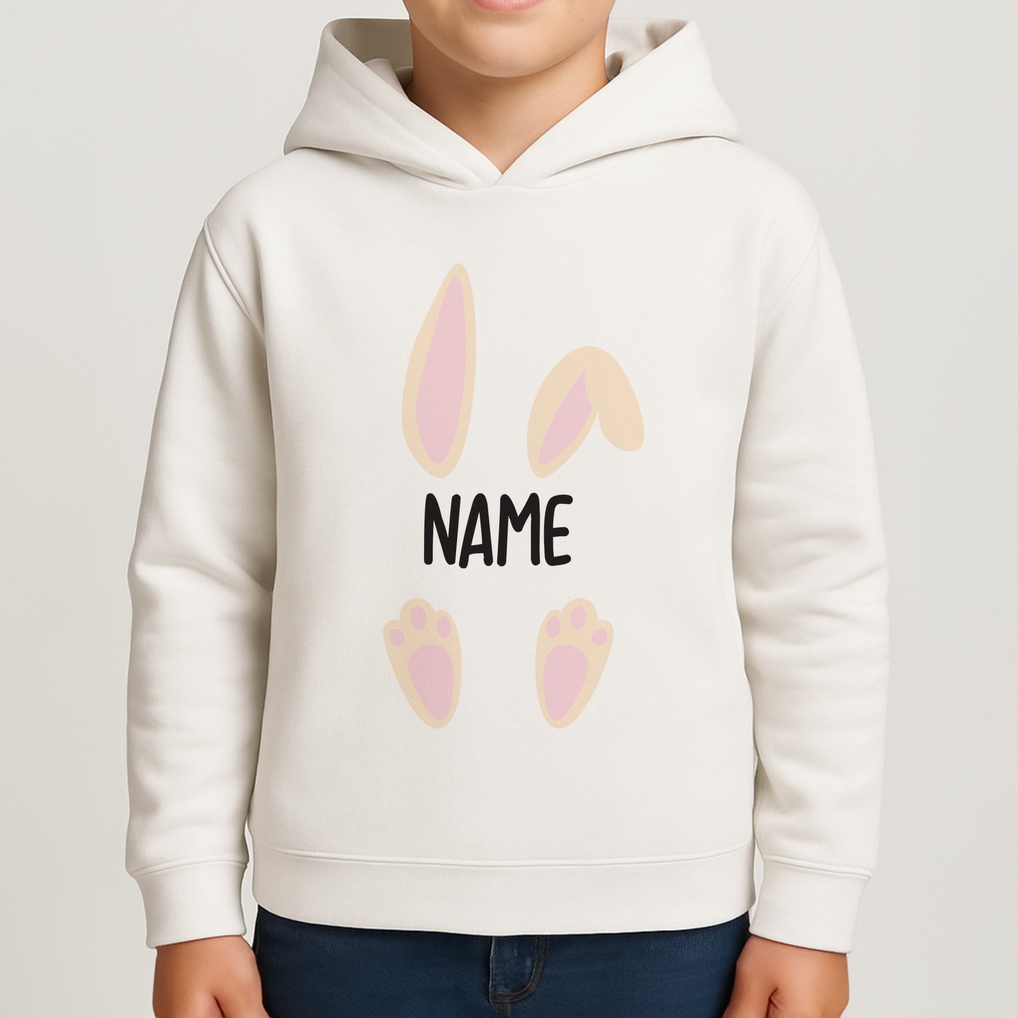 White Bunny Personalised Boys Hoodie