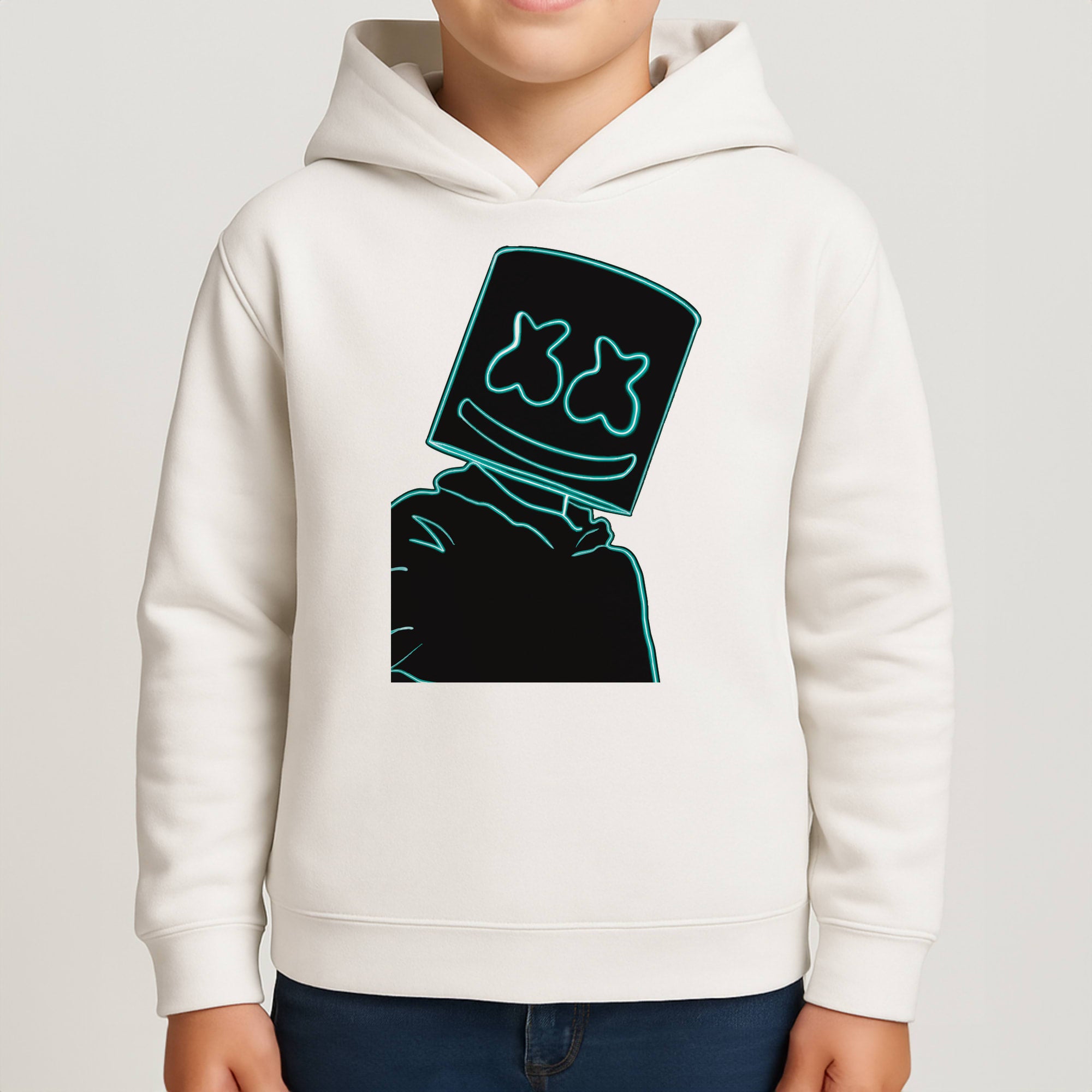 Black White Helmet DJ Neon Kids Hoodie