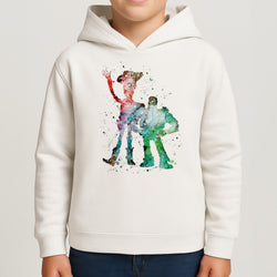 Watercolour Woody & Buzz A Story of Toys Fairytale Kids Hoodie