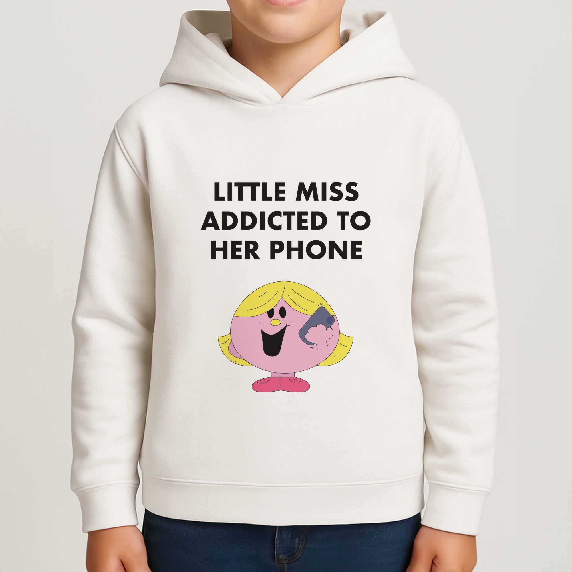 Little Miss Addicted To Her Phone - Aesthetic Quote Boys Hoodie