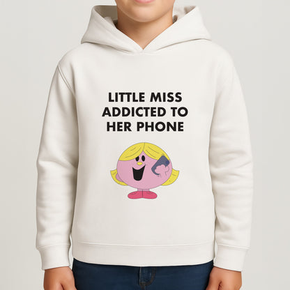 Little Miss Addicted To Her Phone - Aesthetic Quote Boys Hoodie