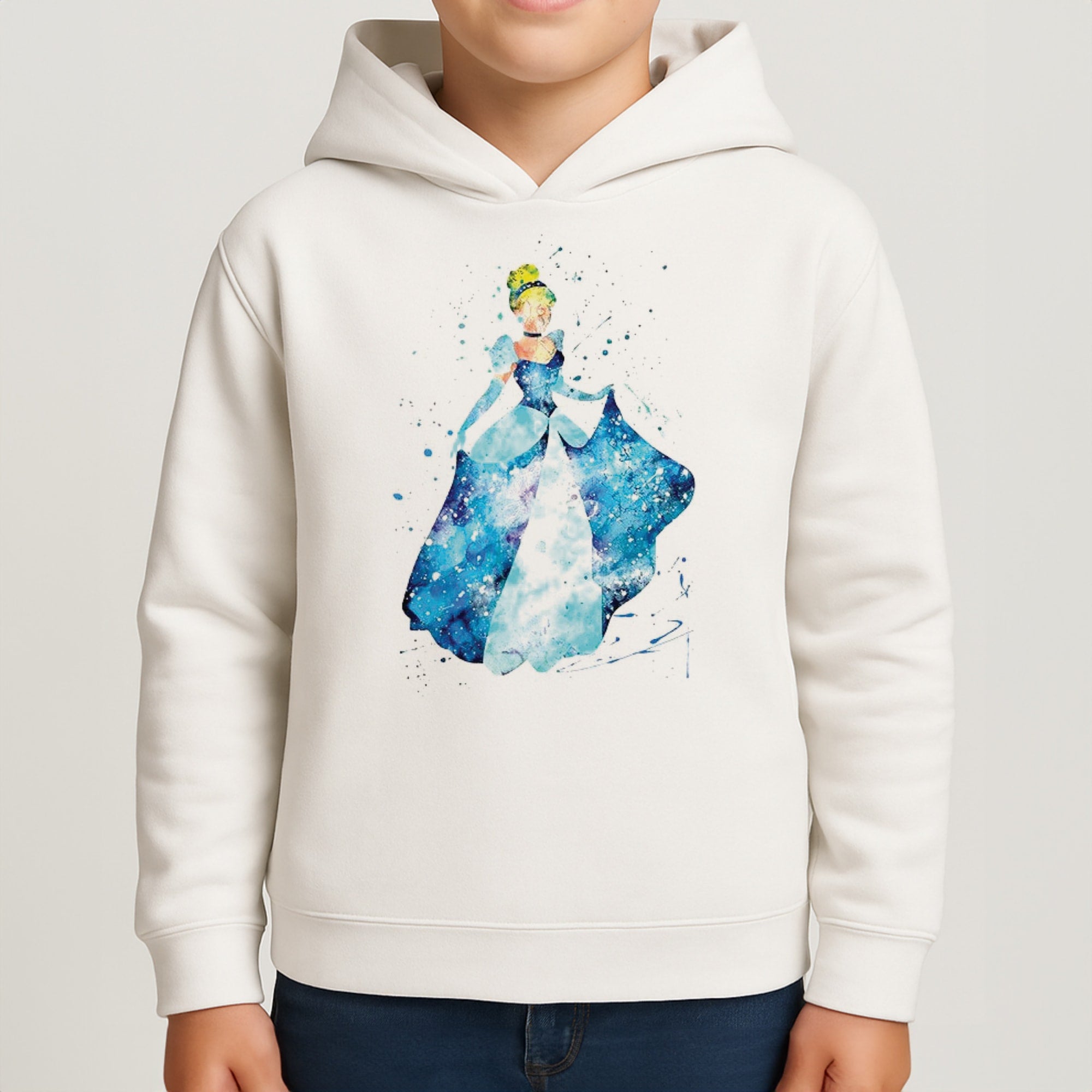 Watercolour Cinderella Fairytale Kids Hoodie