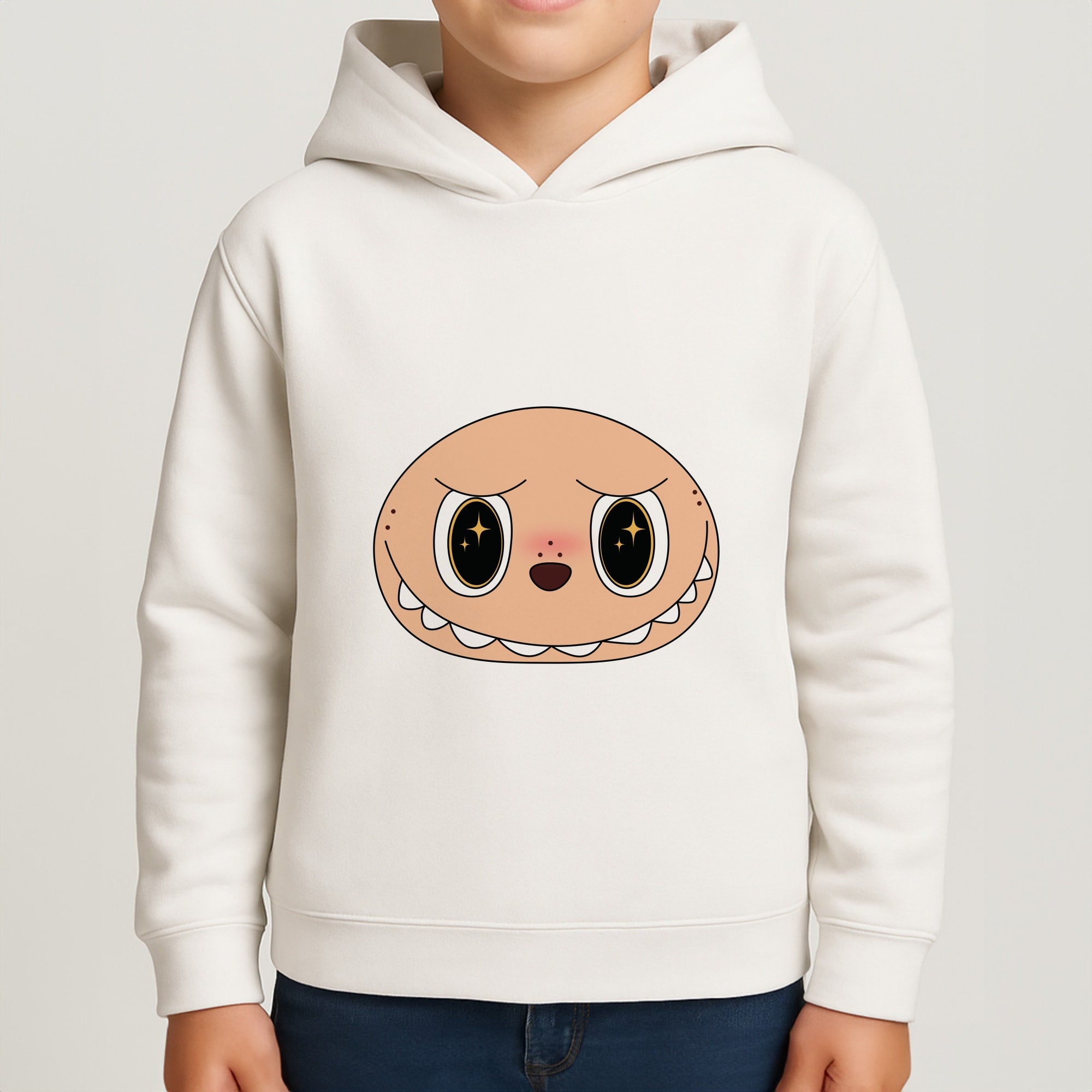 Cute Brown Monster Face Boys Hoodie