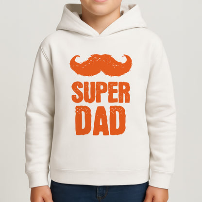 Moustache Super Dad Orange Boys Hoodie