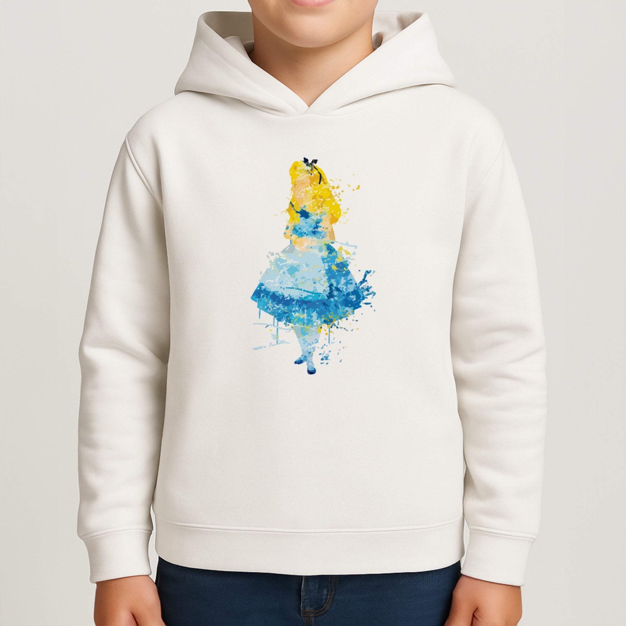 Watercolour Alice in Wonderland Fairytale Kids Hoodie
