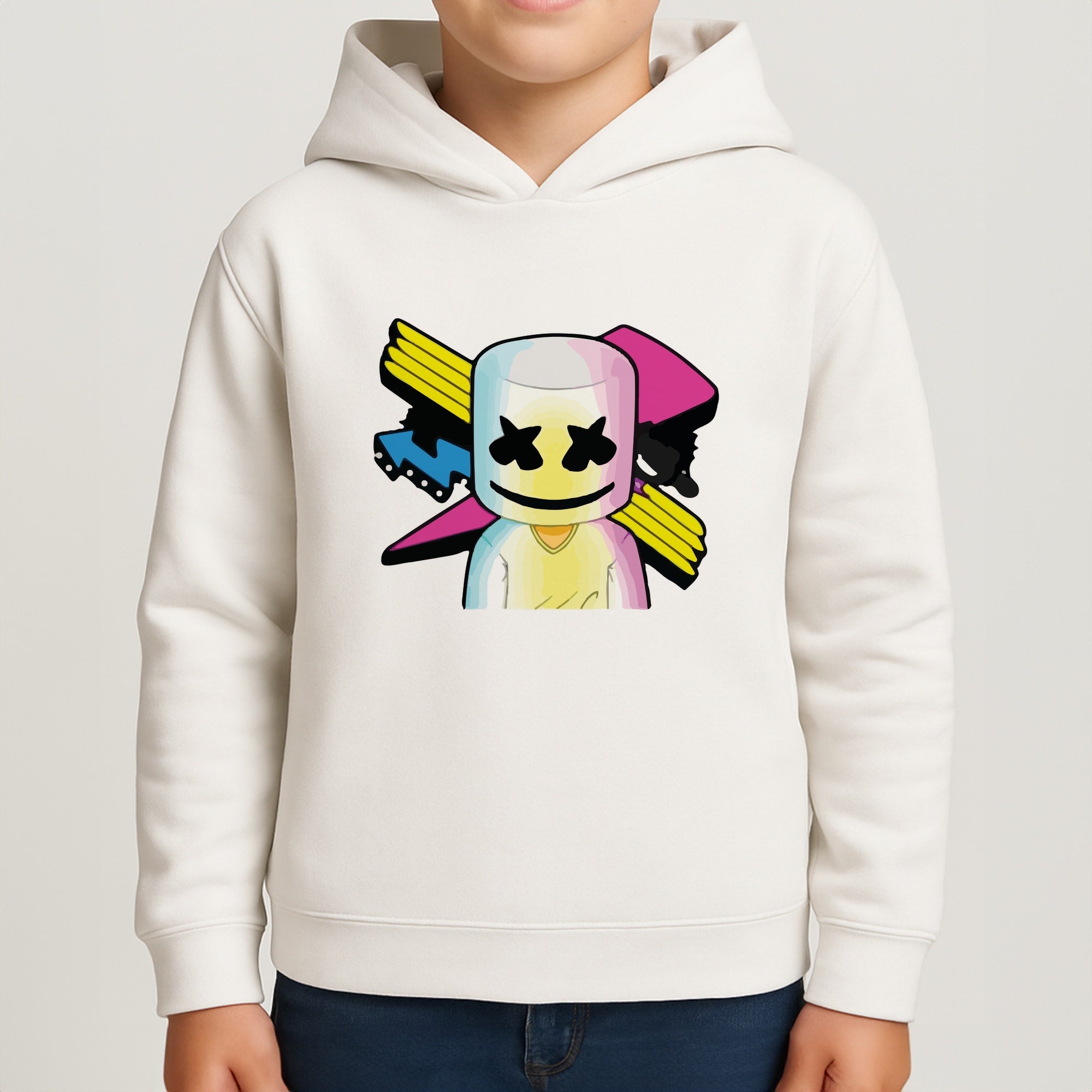 Neon Logo White Helmet DJ Kids Hoodie
