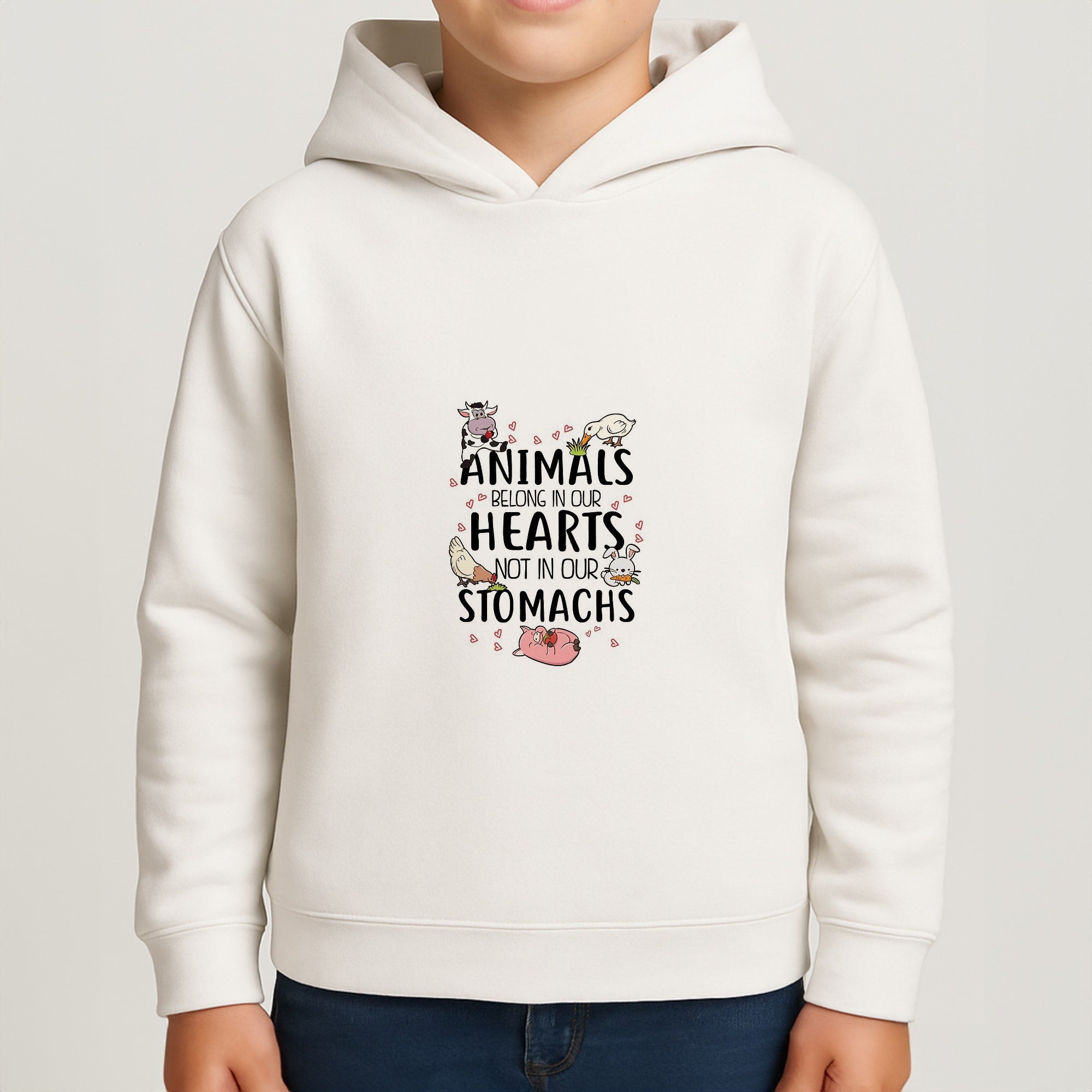 Animals Belong In Our Hearts - Vegan Boys Hoodie