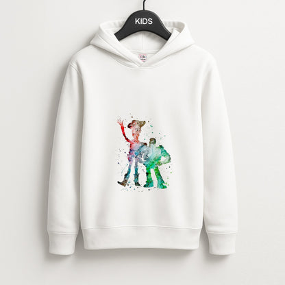 Watercolour Woody & Buzz A Story of Toys Fairytale Unisex Kids Hoodie