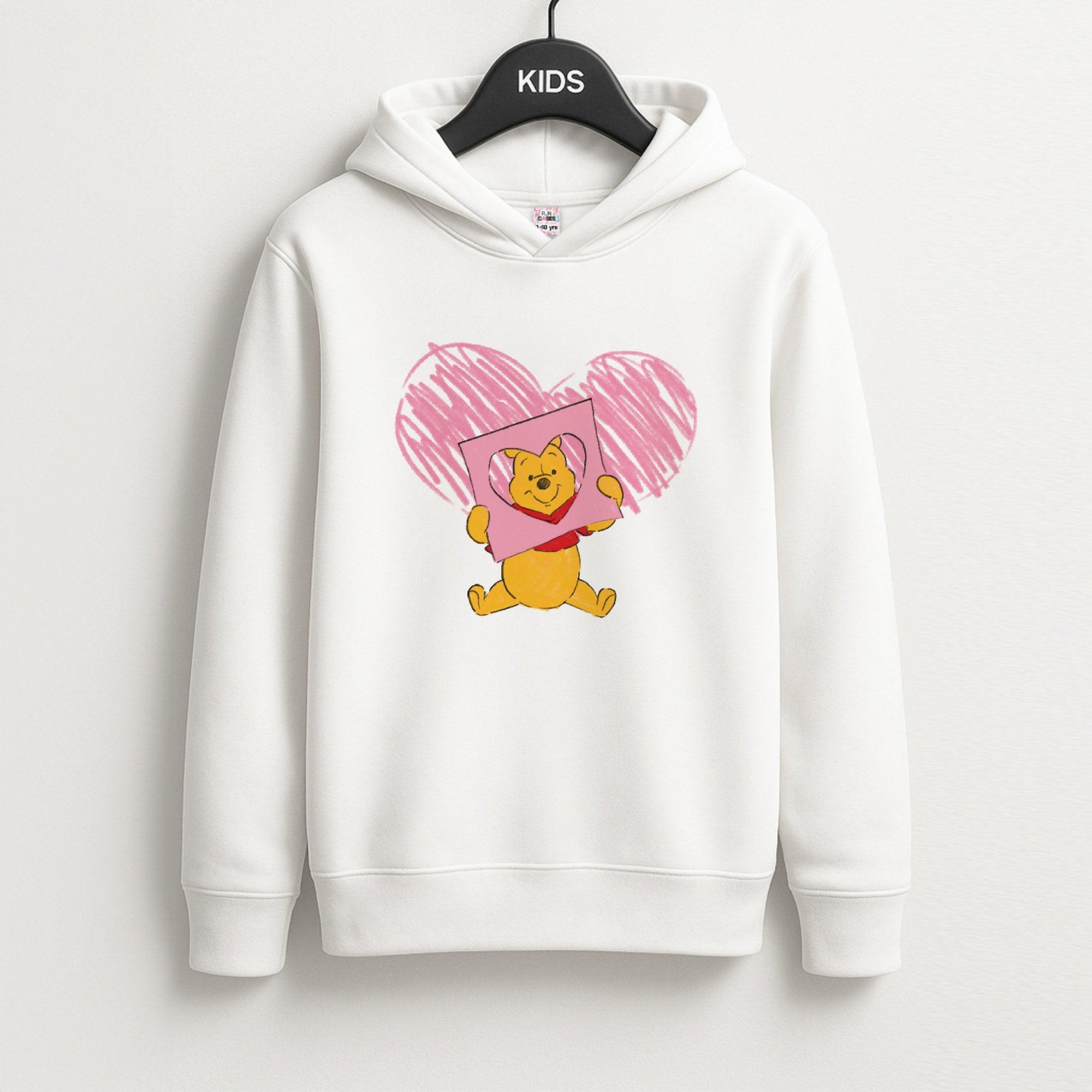 Pooh Heart Drawing Valentine's Kids Hoodie