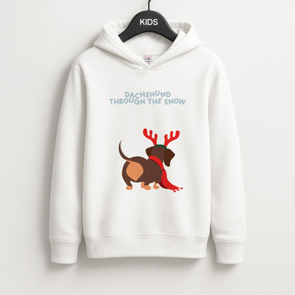 Dachshund Through The Snow - Christmas Unisex Kids Hoodie