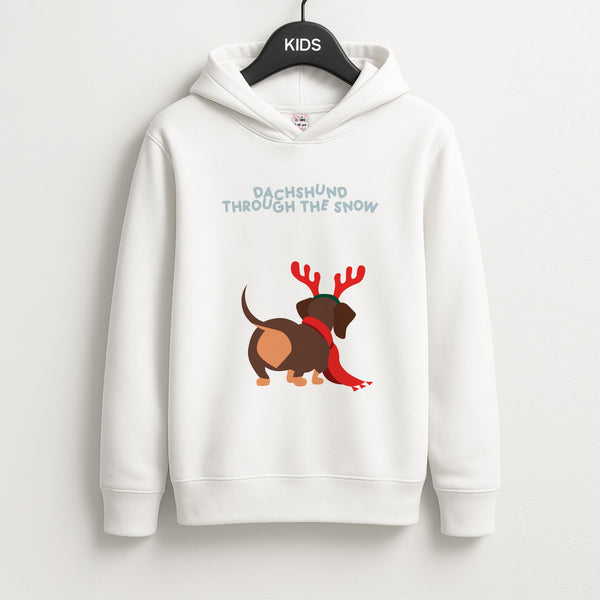 Dachshund Through The Snow - Christmas Unisex Kids Hoodie