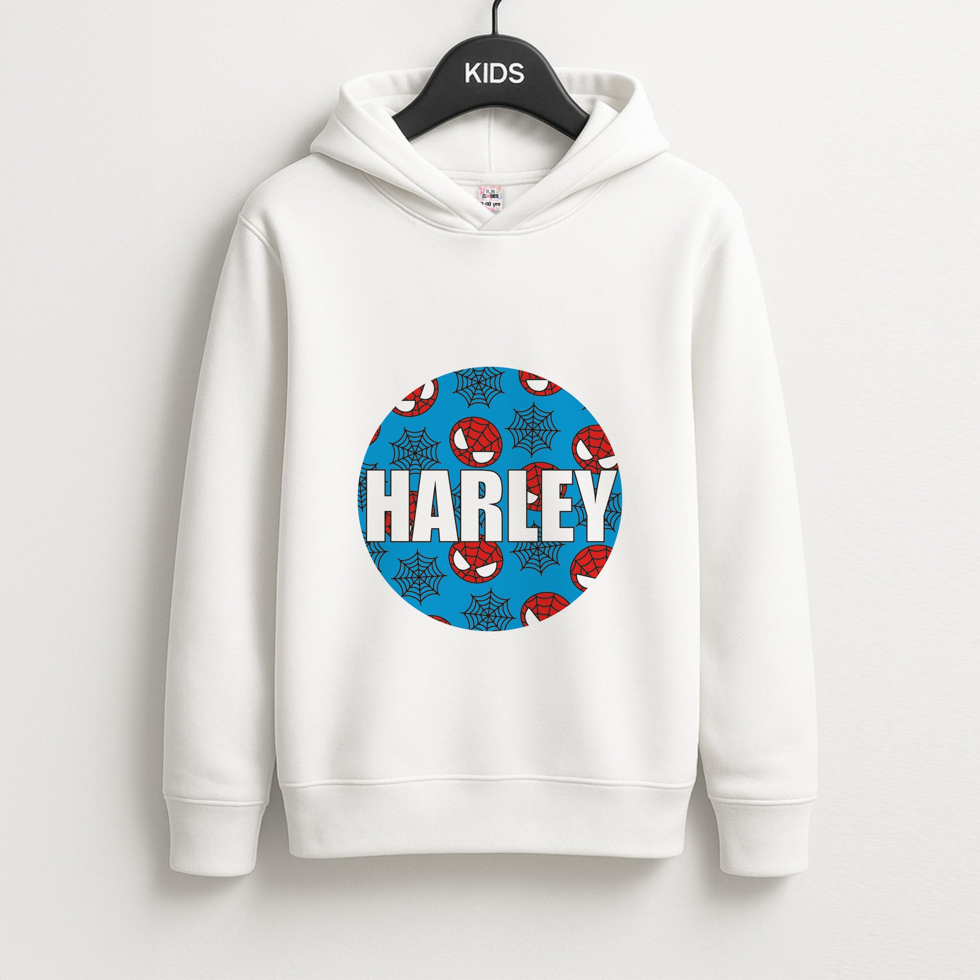 Spiderman And Webs - Personalised Superhero Comic Kids Hoodie