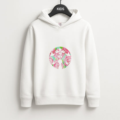 Pink Coffee Logo Unisex Kids Hoodie