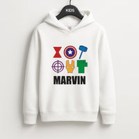 Icon Pattern - Personalised Superhero Comic Kids Hoodie