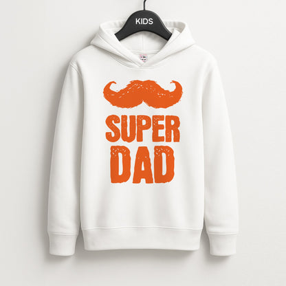 Moustache Super Dad Orange Unisex Kids Hoodie