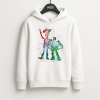 Watercolour Woody & Buzz A Story of Toys Fairytale Kids Hoodie