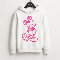 Sketched Mouse Outline Pink Kids Hoodie