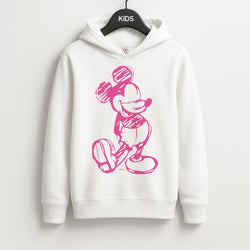 Sketched Mouse Outline Pink Unisex Kids Hoodie