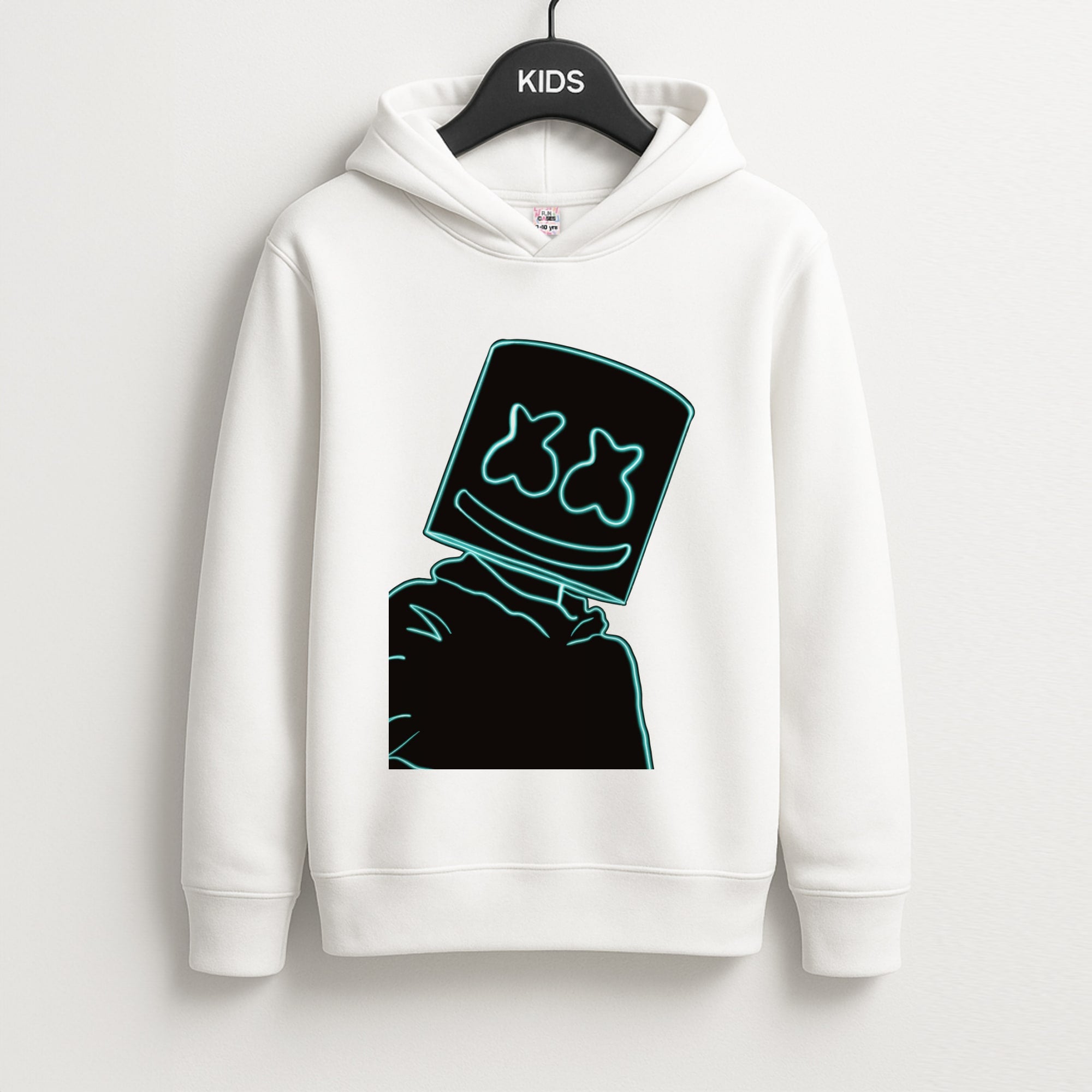 Black White Helmet DJ Neon Kids Hoodie