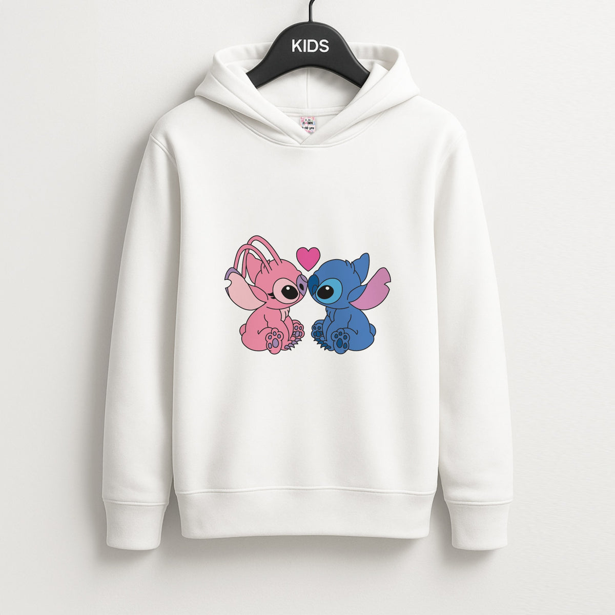 Angel And Blue Alien - Pink Alien Kids Hoodie