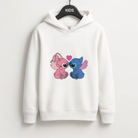 Angel And Blue Alien - Pink Alien Kids Hoodie