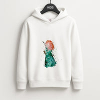 Watercolour Princess Merida Brave Fairytale Kids Hoodie