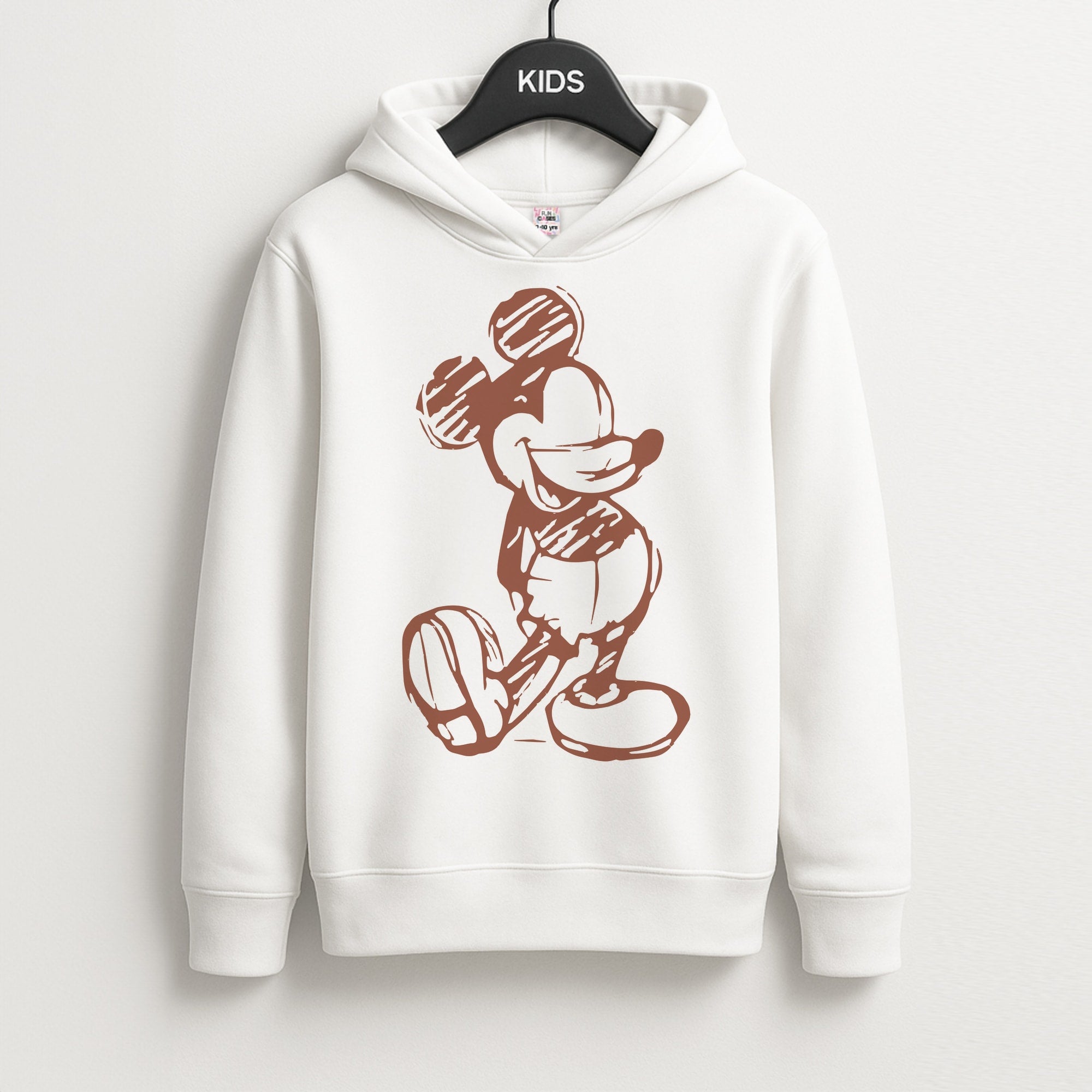 Sketched Mouse Outline Beige  Kids Hoodie