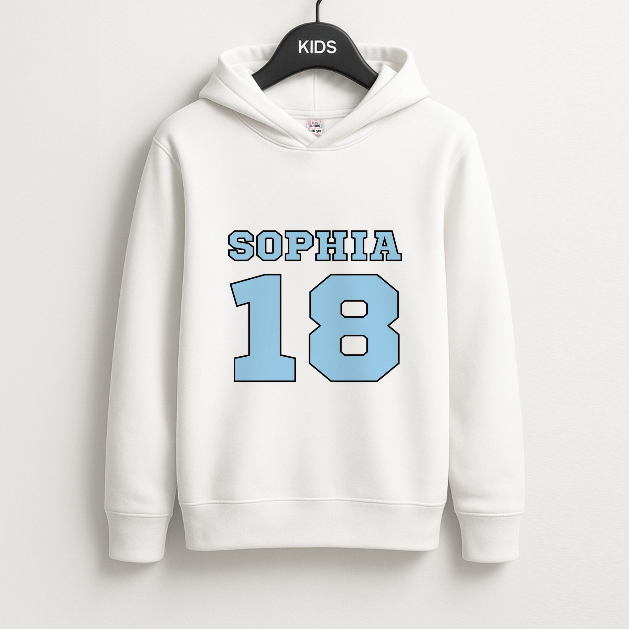Light Blue - Personalised Football Kids Hoodie