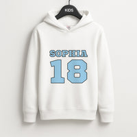 Light Blue - Personalised Football Kids Hoodie