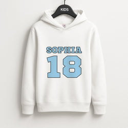 Light Blue - Personalised Football Unisex Kids Hoodie