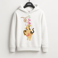 Bouncing Tiger , Piglet , Yellow Bear Kids Hoodie
